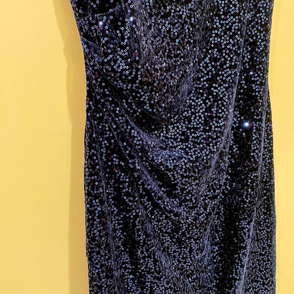 **NWOT ** Eliza J Velvet Allover Sequin Sheath Dress Navy Blue - Picture 9 of 17